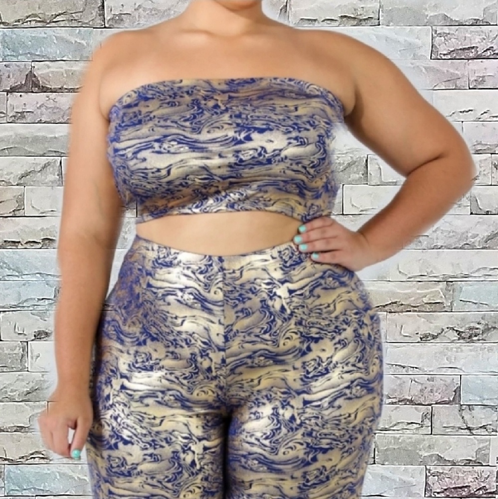 Plus Size Royal Blue/ Gold 3 Piece Set - Picture 5 of 8